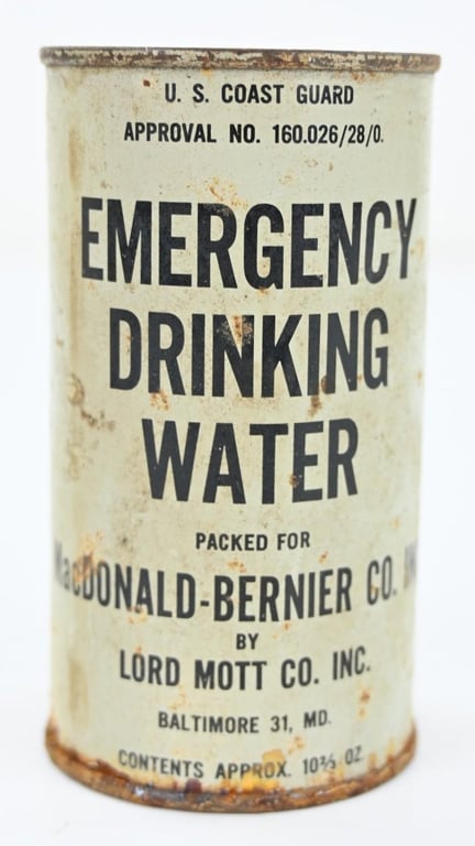 US Coast Guard Emergency Drinking Water Tin Can