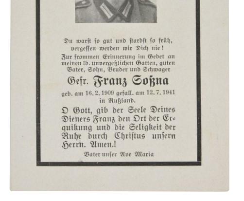 German WH Deathcard 'Franz Gozna'