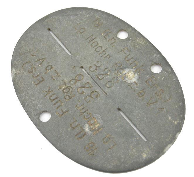 German LW Dogtag 'Ln.Funk. Ers,Lg Nachr.Rgt.z.b.V.1'