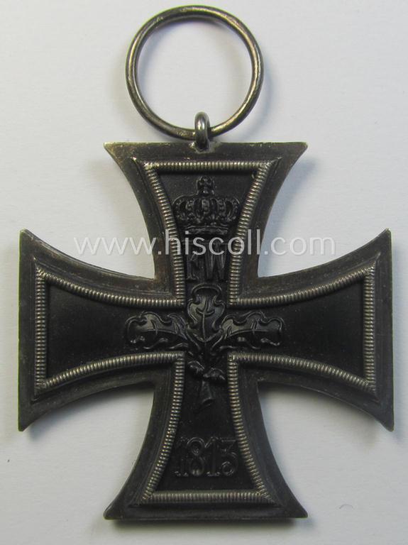 Attractive, WWI-period: 'Eisernes Kreuz II. Klasse' (or: iron cross second class) being a typical maker-marked example that comes together with its (minimally) confectioned but long-sized piece of ribbon (ie. 'Bandabschnitt')
