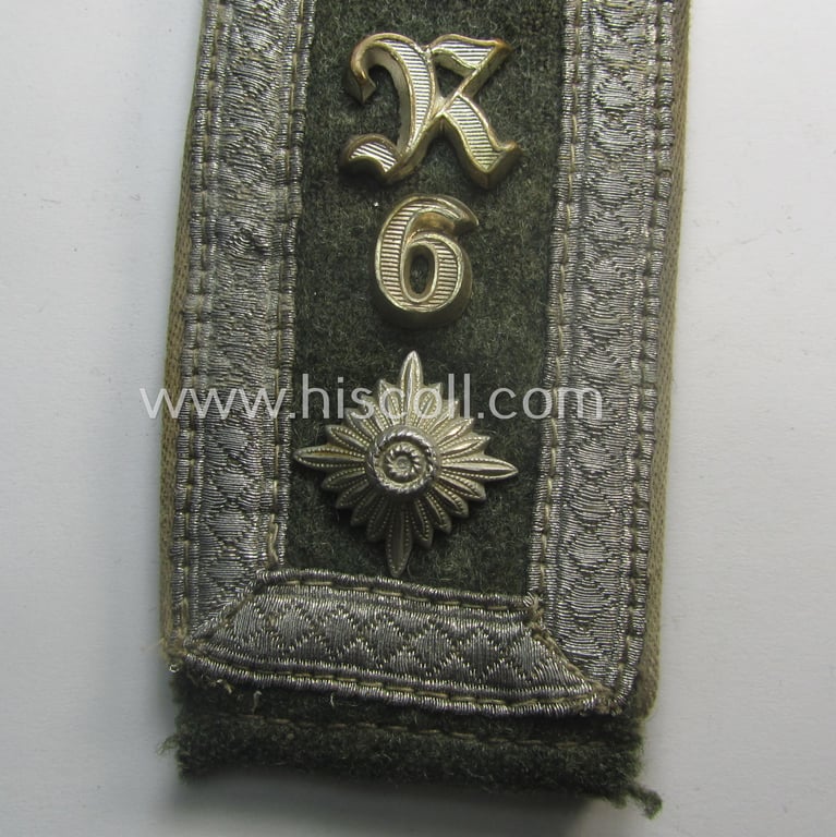 Single, WH (Heeres) NCO-type (ie. 'M43'-pattern), neatly 'cyphered' shoulderstrap as was intended for usage by a: 'Feldwebel des Radfahr-Abtgs. 6'