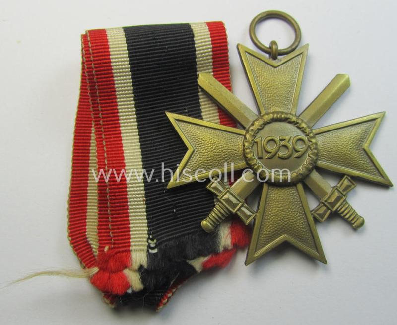 Neat medal-set: 'KvK 2. Klasse mit Schwertern' being a maker- (ie. '10'-) marked (and just minimally used) specimen by the maker- (ie. 'Hersteller') named: 'Förster & Barth' and that comes as issued and found