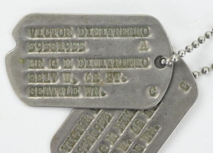 US WW2 Dog-Tag Set Victor Dimitrenko