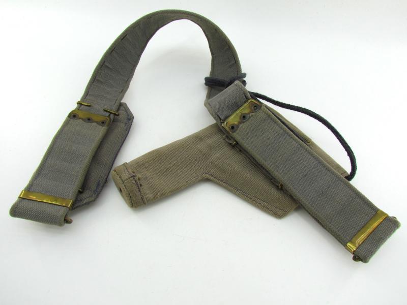 British WWII RAF Blue Web Pistol Holster, Ammo Pouch & Belt Set