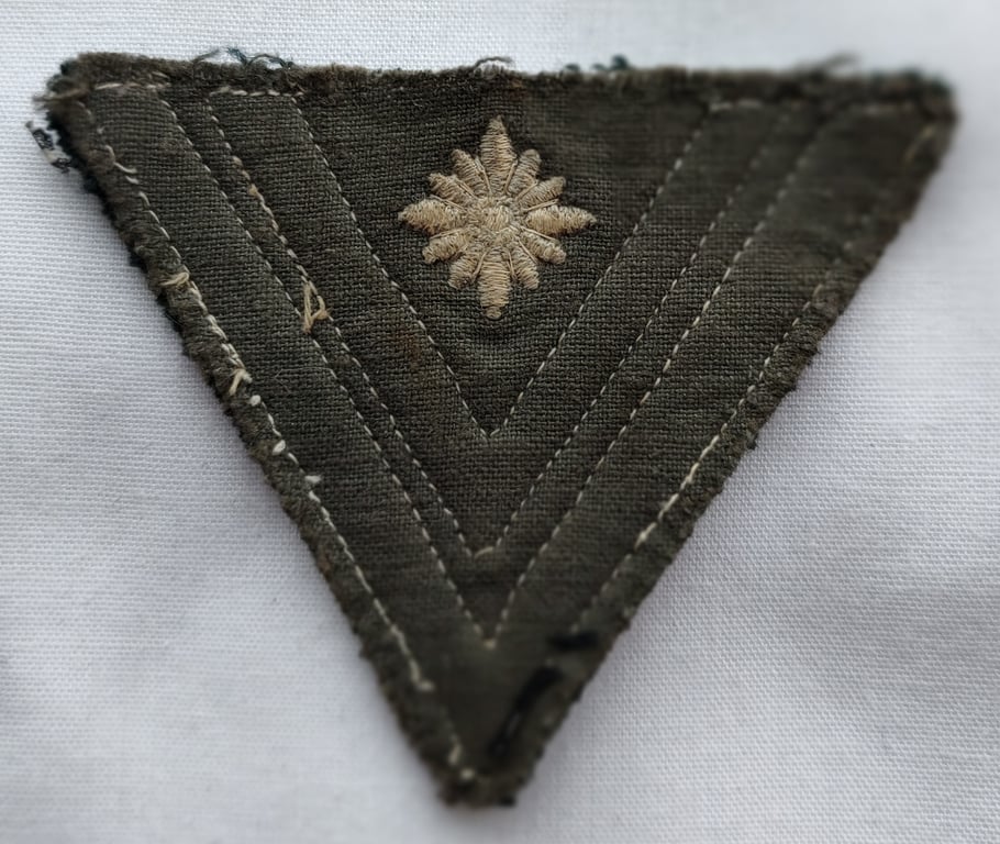 WH (Heeres) 'Armwinkel' (or: arm-chevron) as executed on typical  green badge cloth