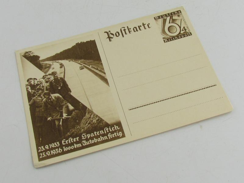 (Postcard) 1933 Erster Spatenstich – 1000 KM Autobahn Fertig (1936)