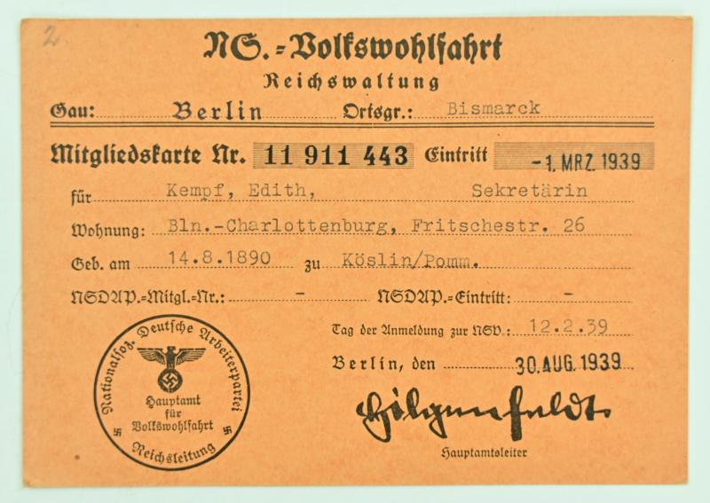 German DAF/NSV Memberpass Set