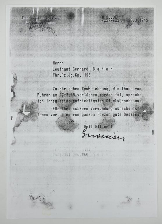 Signature of Wehrmacht Heer KC Recipient 'Gerhard Beier'