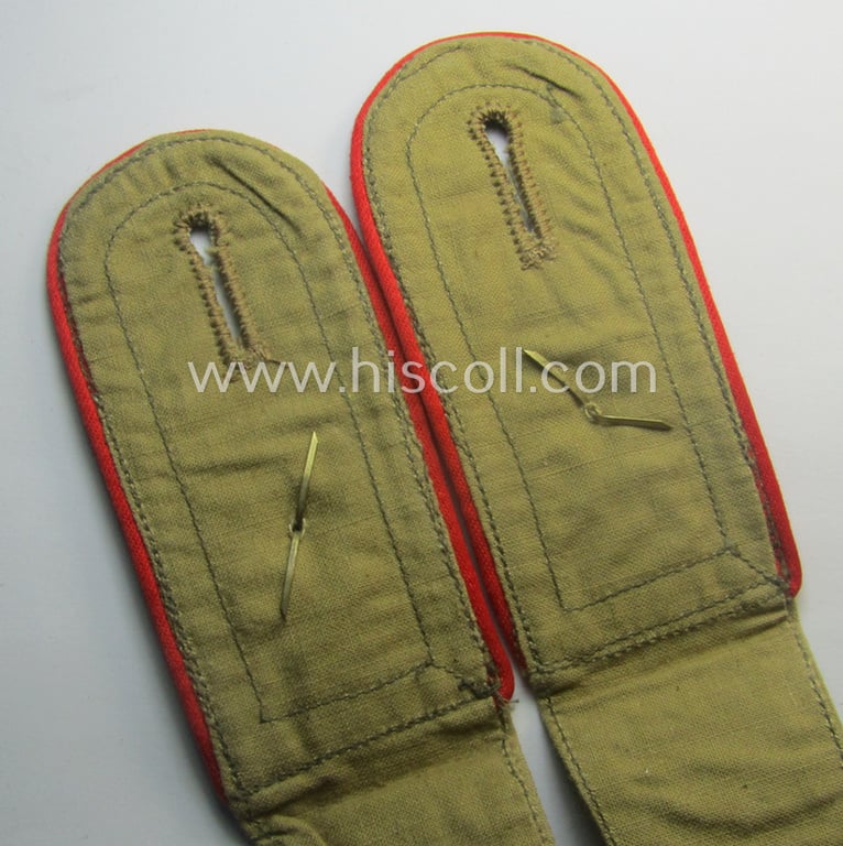 Pair of WH (Luftwaffe) 'tropical-styled', NCO-type shoulderstraps (as was specifically intended for usage onto the tropical-shirts ie. tunics) as was intended for a: 'Feldwebel. o. Wachtmeister der Flak-Art.-Trpn.'
