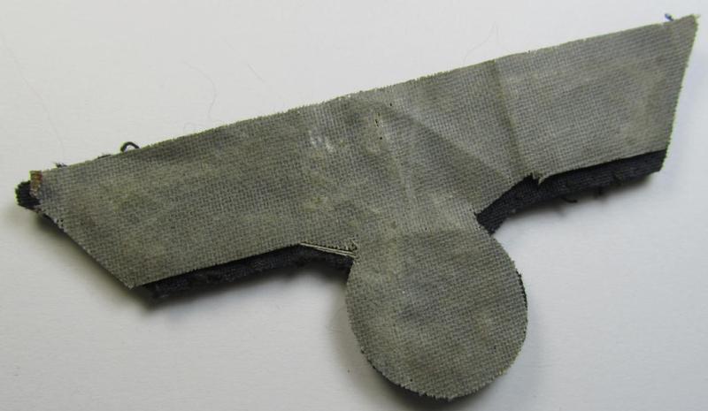 Attractive - and just moderately used! - WH (Heeres) officers'-type, hand-embroidered breast-eagle (ie. 'Brustadler für Offiziere') as was executed in bright-silverish-coloured braid as was intended for usage on the various officers'-pattern tuni...