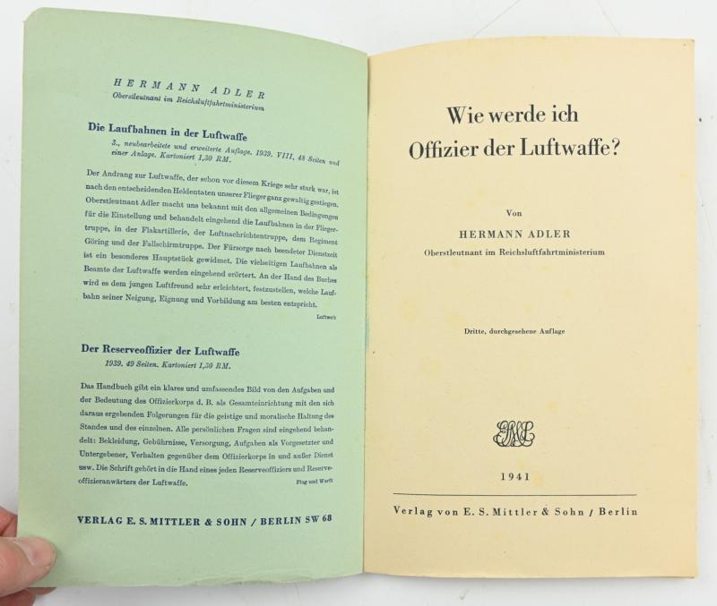 German LW Booklet ' Wie Wrrde ich Offizier der Luftwaffe?'