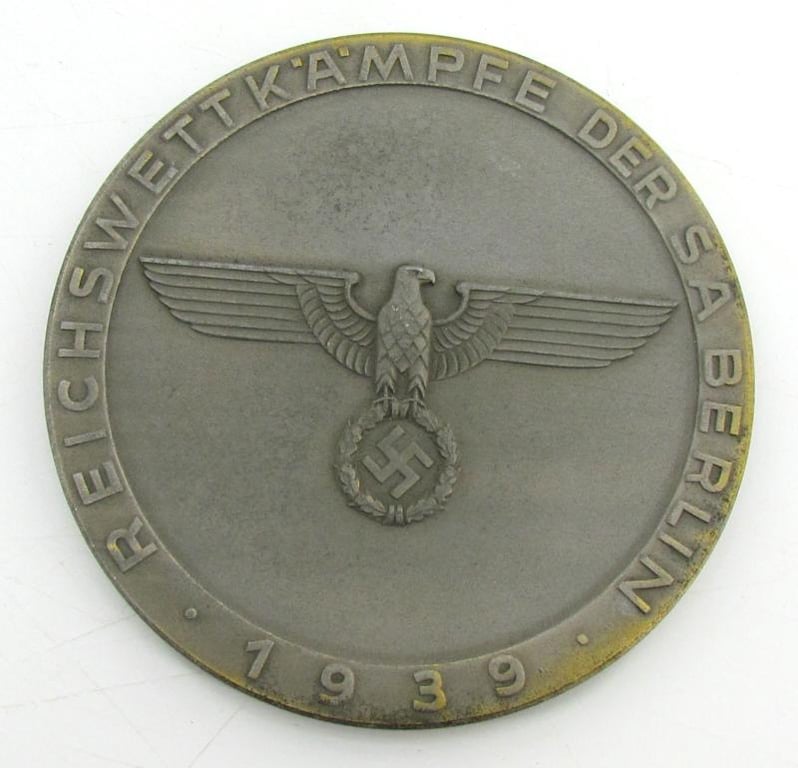 SA Reichswettkämpfe Berlin 1939 Prize Plaque (Third Prize)