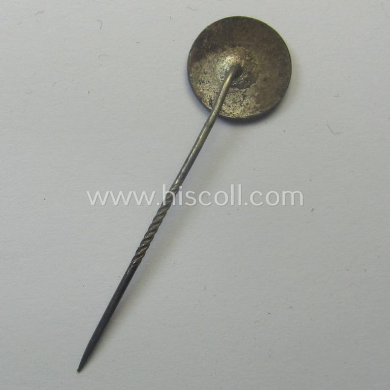 Unusually found - and actually scarcely seen! - smaller-sized and neatly enamelled: 'N.S.D.A.P.-Parteiabzeichen' (ie. supporter-lapel-pin) showing a smaller-sized 'Parteiabzeichen' without text