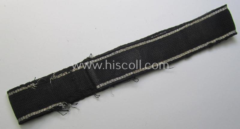 Attractive, officers'-type SS (ie. 'Sicherheitsdienst- o. SD'-) related cuff-title (ie. 'Ärmelstreifen') as executed in flat-wire 'BeVo'-weave-pattern (in Latin-styled script) for an officer who served within the: 'Grenzpolizei'