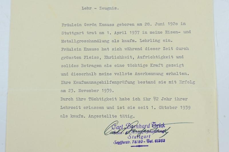 German Third Reich Career letter