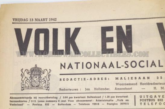 Dutch NSB Special bulletin "Volk en Vaderland"