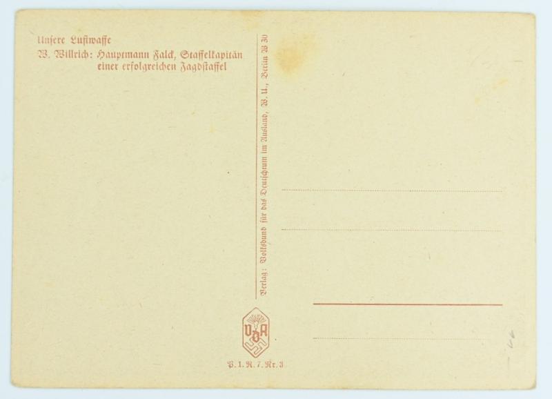 German LW Postcard 'Hauptmann Fald'