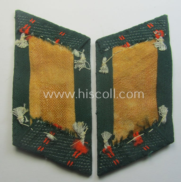 Superb - and rarely found! - pair of WH (Heeres) officers'-type collar-tabs (ie. 'Kragenspiegel für Offiziere') as executed in the 'BeVo'-weave pattern as intended for an officer who served within an: 'Feldgendarmerie-Abtgs. o. Akademie'