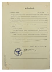 German Death Certificate 'SS Sturmann Krebs'