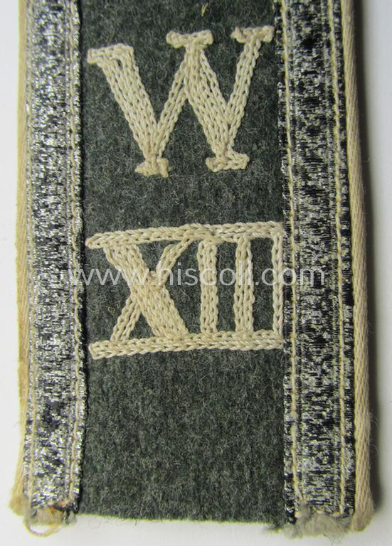 Single, early- (ie. mid-war-) period, WH (Heeres) 'cyphered', NCO-type (ie. 'M40'/'M43'-pattern-) shoulderstrap as was intended for usage by an: 'Unteroffizier des Wehr-Ersatzdienstelle im Wehrkreises XIII'