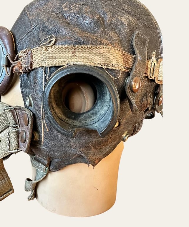 British WWII RAF Flight Cap, Goggles and Oxygen Mask