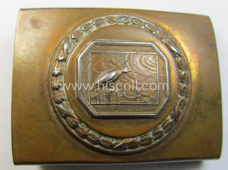 Very unusual - and most certainly rarely encountered! - example of a: 'Weimar Republik o. Freikorps'-related: 'Einwohnerwehr Deutschlands' belt-buckle being a maker- (ie. 'CTH'-) marked specimen