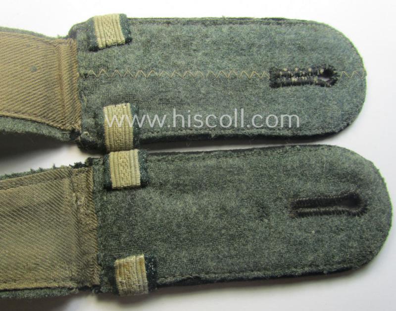 Moderately used - and fully matching! - pair of WH (Heeres) EM-type (ie. 'M40-pattern, rounded-style) shoulderstraps as was specifically intended for usage by a: 'Soldat u. Uffz.-Anwärter der Pionier-Trpn.'