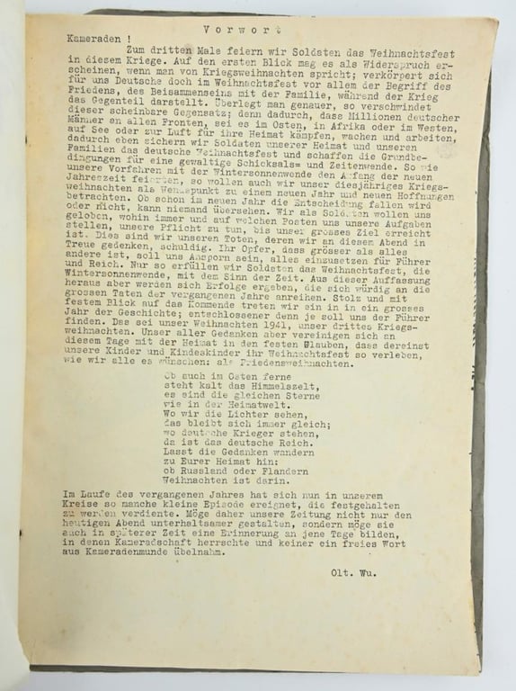 German WH I.R. 708 Christmas Party Book 1941