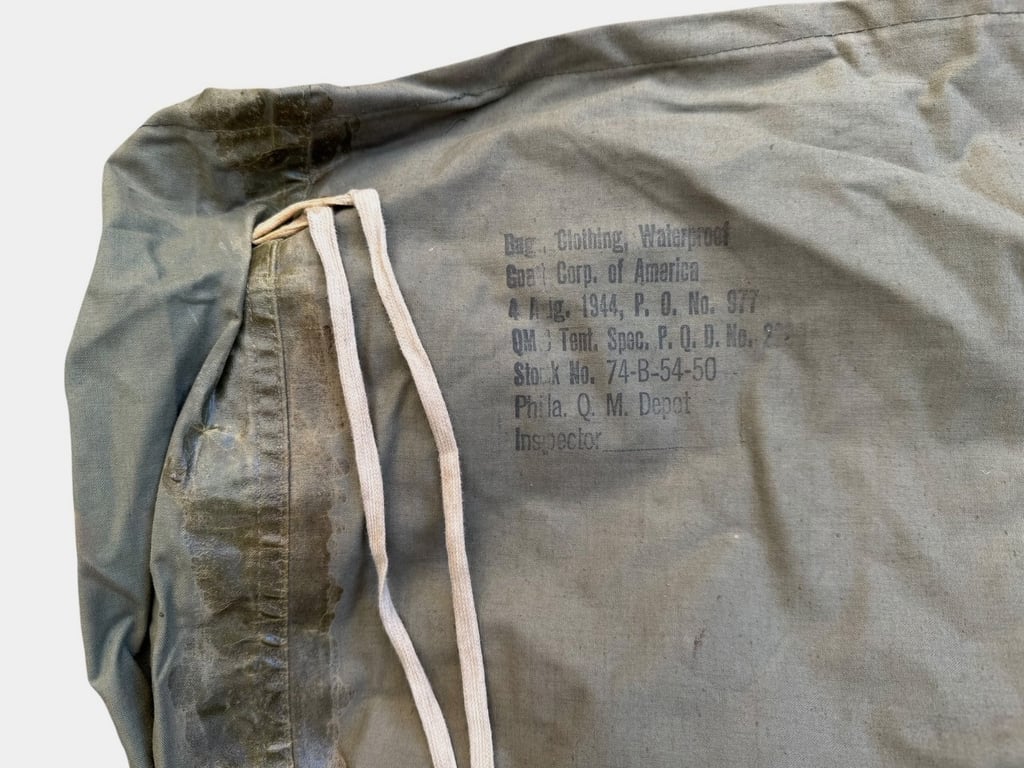 U.S. Army WWII Waterproof Clothing Bag – 1944