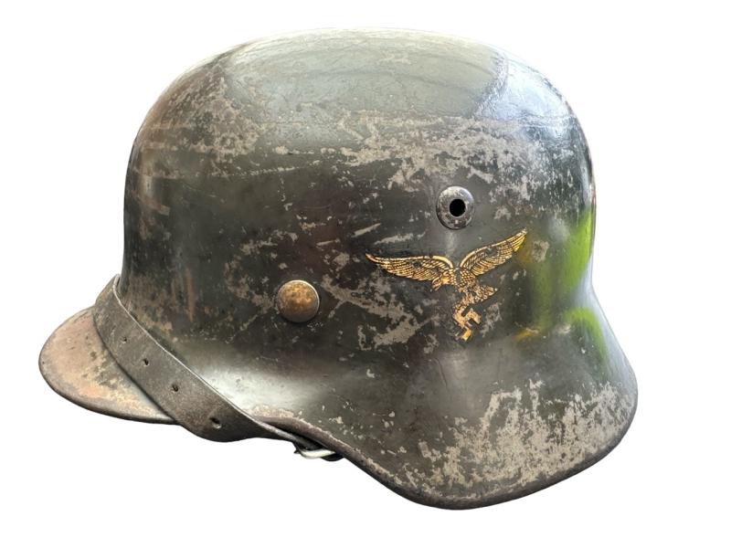 Early M35 Luftwaffe DD Helmet With Droop Tail Eagle ET64