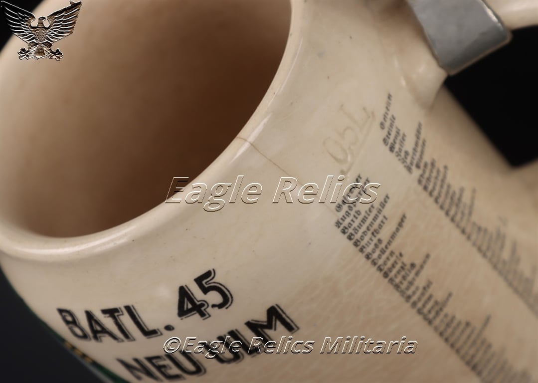 Wehrmacht reservist's beer mug - Pion. Batl. 45 Neu-Ulm