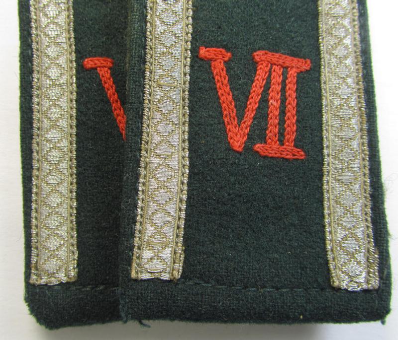 Superb - and fully matching! - early- (ie. pre-war-) period, WH (Heeres) 'cyphered' (pointed-styled) NCO-type (ie. 'M36'-pattern-) shoulderstraps as was intended for usage by an: 'Uffz. des Wehr-Ersatzdienstelle im Wehrkreises VII'