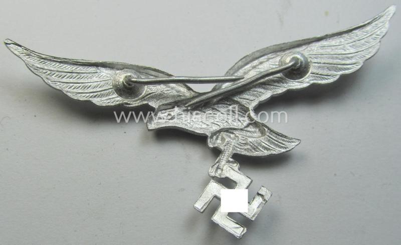 WH (Luftwaffe) EM/NCO-pattern visor- (ie. 'Schirmmützen'-) cap-eagle (being an unmarked example as executed in aluminium-based metal)
