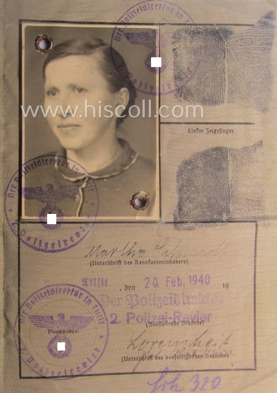 Superb - and extremely rarely encountered! - 'HJ' ('Hitlerjugend') ie. 'BDM' ('Bund Deutscher Mädel') district-triangle (ie. 'Gebietsdreieck') entitled: 'Ost Ostland' and that comes with its accompanying 'Kennkarte' from the recipient