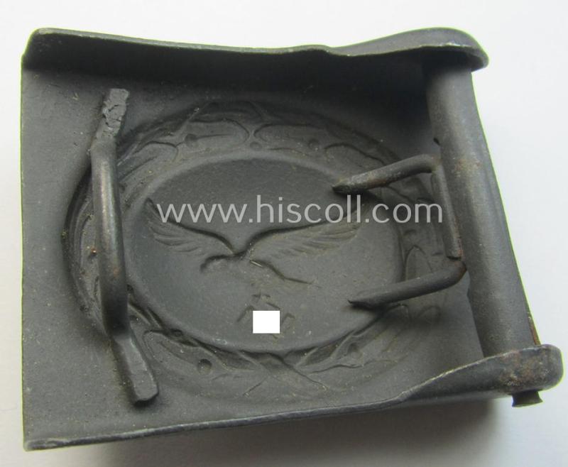 WH (Luftwaffe) blue-coloured- and/or typical steel-based belt-buckle, being a non-maker-marked example