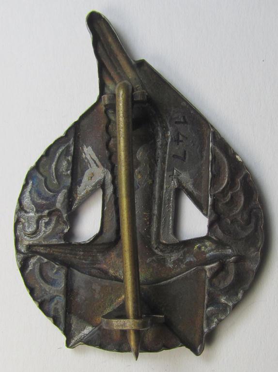 Superb - and presumably Dutch-produced! - example of a (male) NJS- (or: 'Nationale Jeugdstorm'-) related youth-sports-badge of the bronze-class (being an attractive example that shows a unique, engraved serial-number on its back)