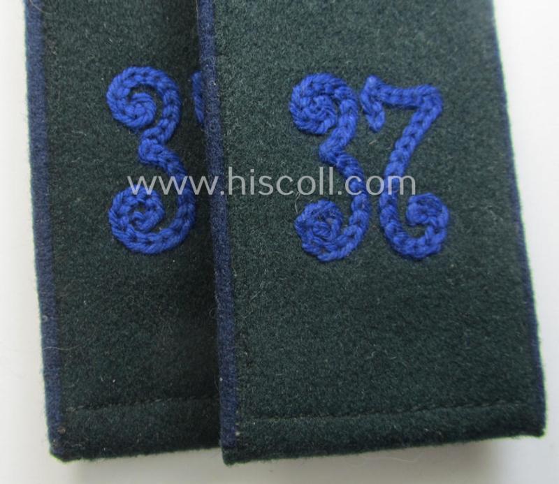 Pair of early-war-period WH (Heeres), 'M40-pattern (rounded-styled and neatly 'cyphered') EM-type shoulderstraps as was intended for a: 'Soldat des Sanitäts-Abtlgs. 37'