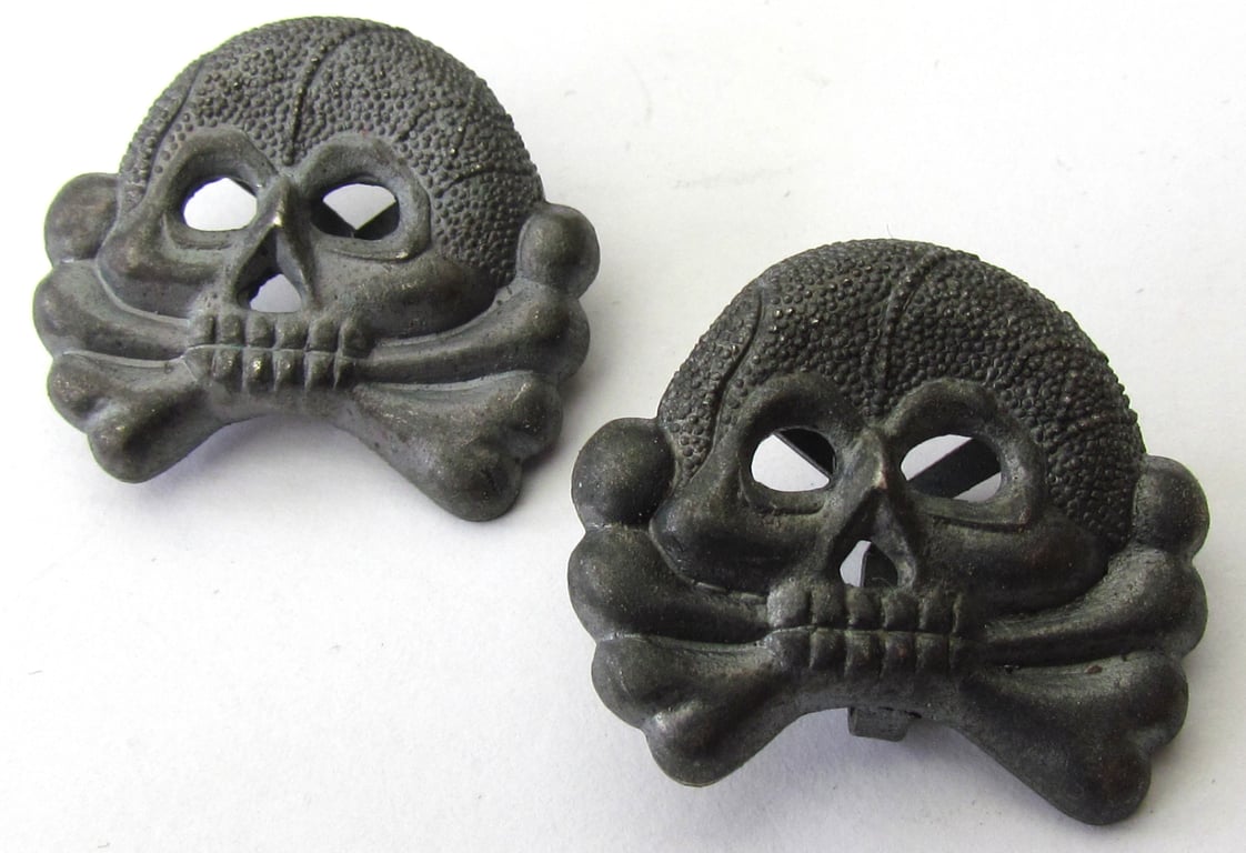 Wehrmacht Heer Panzer Totenkopf Collar Tab Insignia – Matching Pair