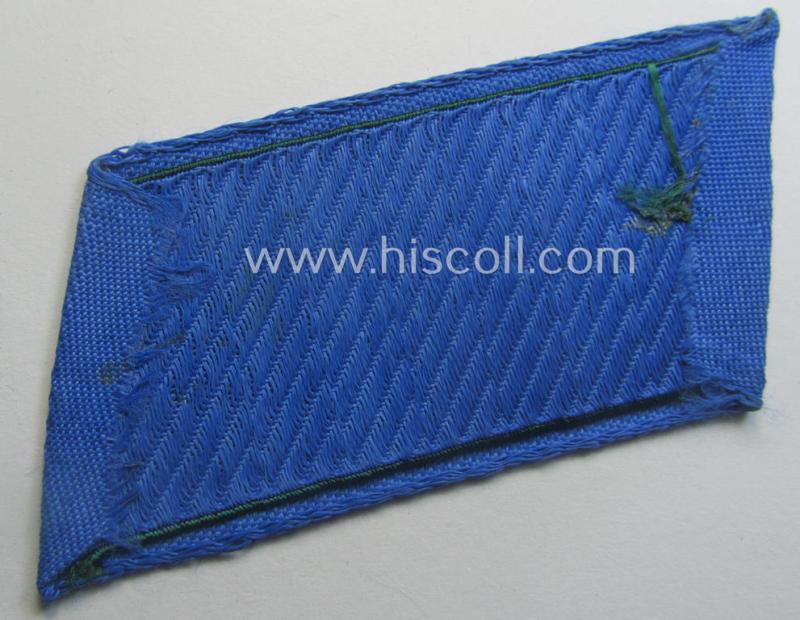 Regrettably single, (entirely!) 'BeVo'-woven, EM-pattern 'Ostvölker'-collar-tab as intended for a: 'Turkistanian'-volunteer within the 'Deutsche Wehrmacht' (ie. 'Soldat' within the: 'Turkistanianisches Legion')