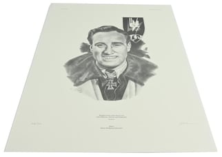 German Litho Print of LW Flight Ace 'Heinz-Wolfgang...