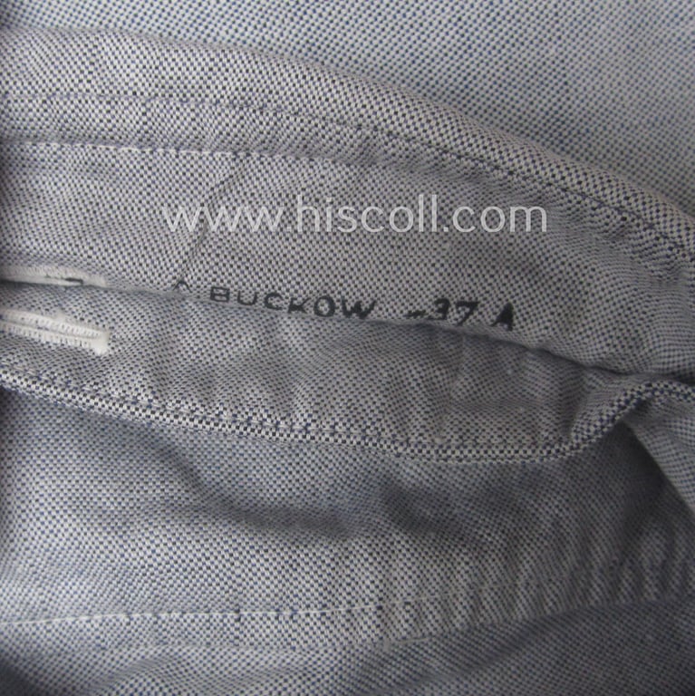 Attractive, WH (LW) 'standard-issue'-pattern, bluish-coloured- (ie. 'blaumelliertes'): 'under-the-tunic'-shirt (ie. 'Diensthemd') being a hardly worn example that bears a: 'C. Buckow - 37A'-makers'-designation  ink-stamp