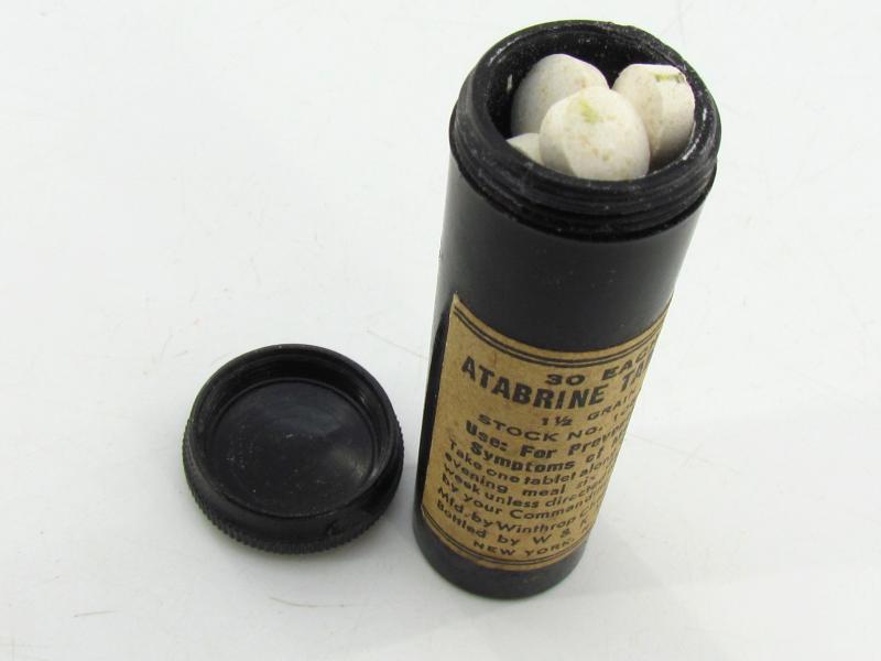 US WWII Tube with Atabrine Tablets