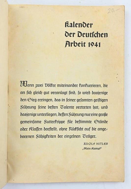 German DAF Kalender 1941