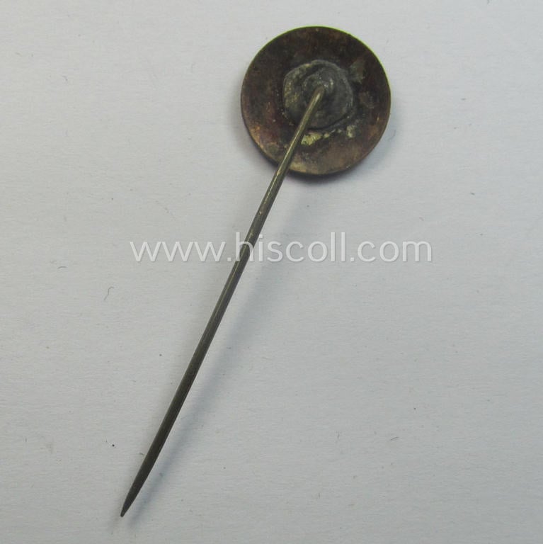 Smaller-sized (and I deem early-period): 'N.S.D.A.P.'-supporters'-lapel-pin showing the text: 'Heil Hitler'