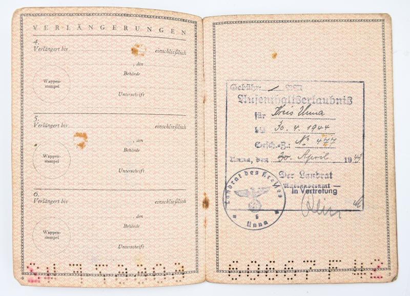 German Third Reich temporary foreign Passport