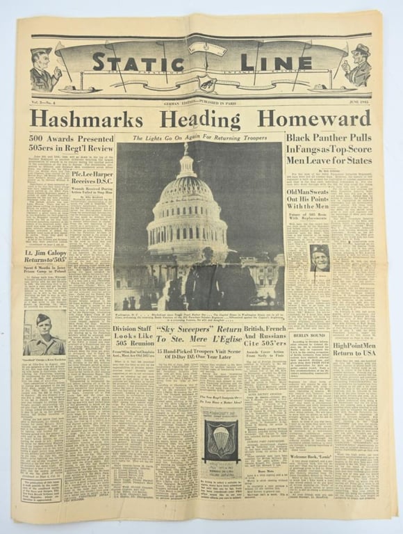 US WW2 82nd Airborne Division 505th PIR Newspaper 'Static Line'