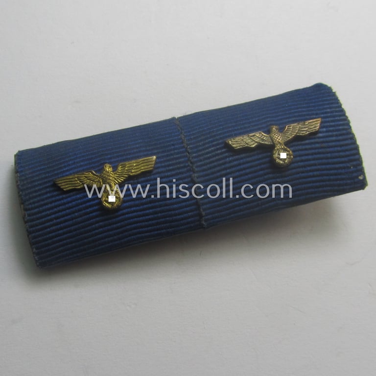2-pieced medal-bar (ie. 'Spange') showing two: WH (Heeres o. Kriegsmarine) so-called: 'Dienstauszeichnungen für 4 u. 12 Jahre Treue Dienste' that both come period-mounted as a so-called: 'Doppelspange'