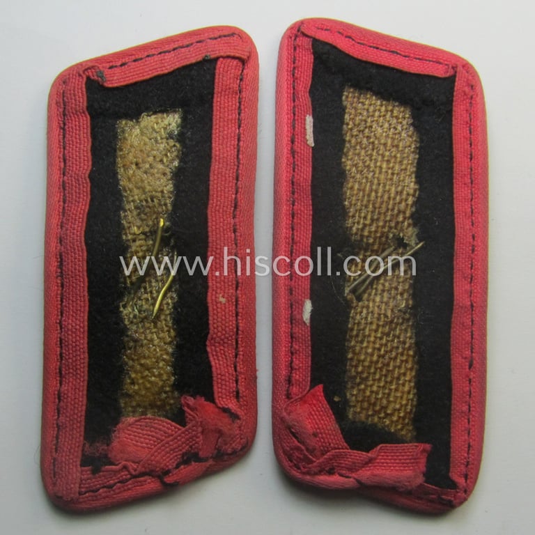 Stunning - and fully matching! - pair of mid- (ie. later-) war-period, WH (Heeres) bright-pink-piped 'Panzer'-collar-tabs (ie. 'Kragenspiegel') each having an aluminium-based and 'two-pronged' skull-device (ie. 'Totenkopf') period-attached