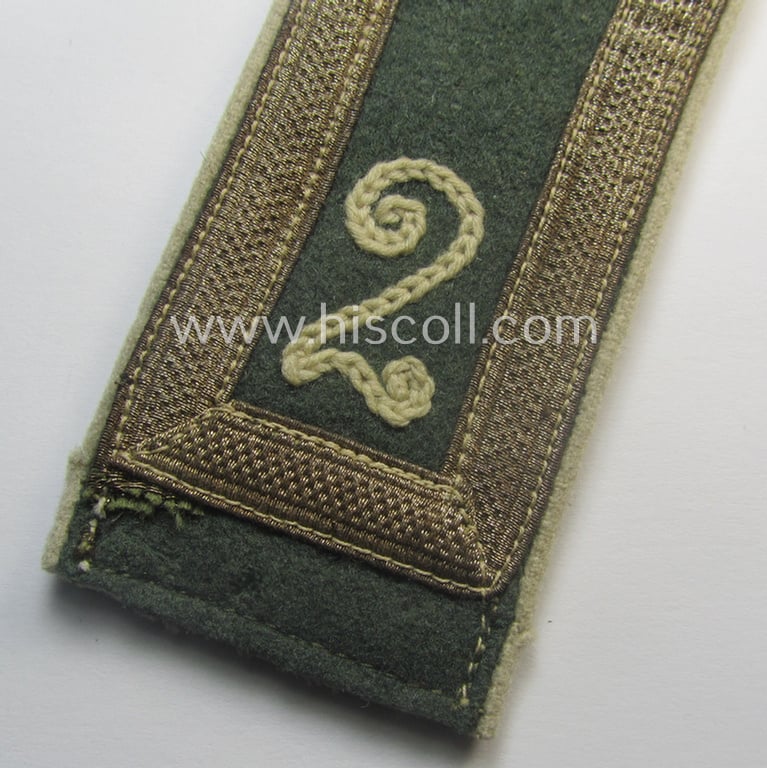 Single, early-war-period- (ie. 'M40'-pattern) 'cyphered' WH (Heeres) NCO-type shoulderstrap as was intended for an: 'Unterfeldwebel u. Mitglied des Infanterie-Rgts. 2'