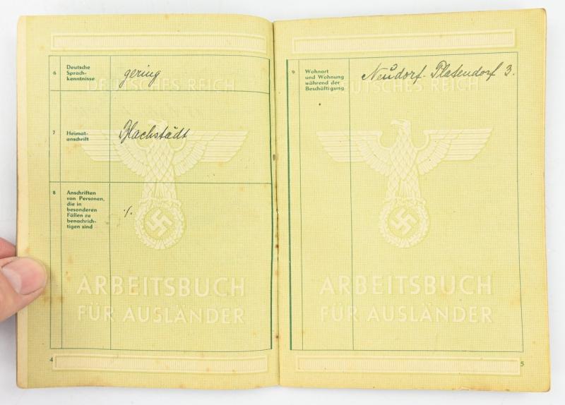 German Third Reich Workerspass for Foreigners